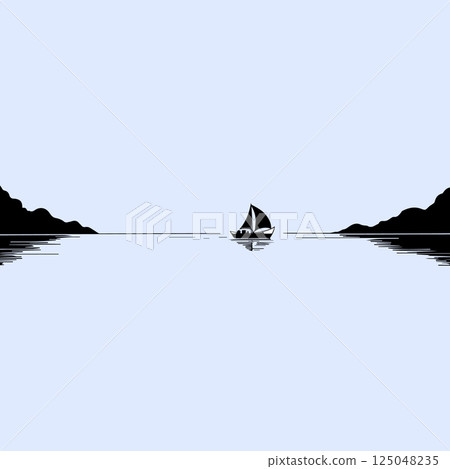Minimalist Sailboat Landscape Minimalist Sailboat Landscape 125048235