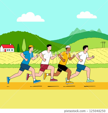 Runners in a Rural Landscape Runners in a Rural Landscape 125048250