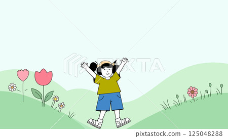 Girl in a Field of Flowers Girl in a Field of Flowers 125048288