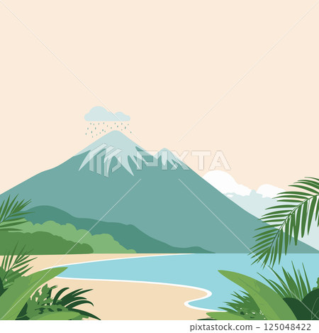 Tropical Beach Landscape with Mountain Tropical Beach Landscape with Mountain 125048422