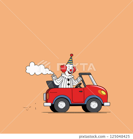 Clown Driving a Red Car 125048425