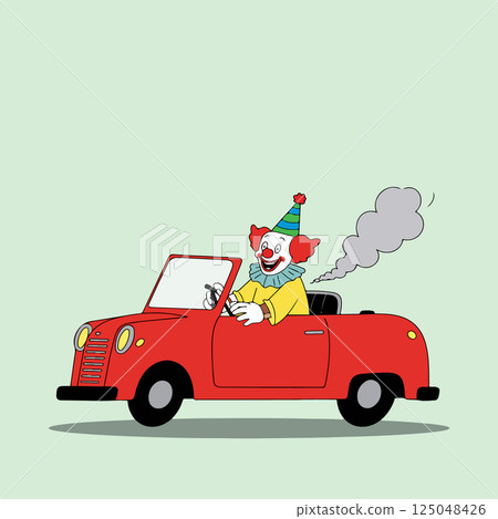 Clown Driving a Red Car 125048426