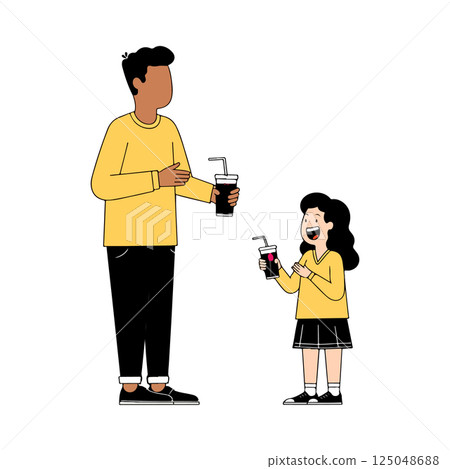 Father and Daughter with Drinks 125048688