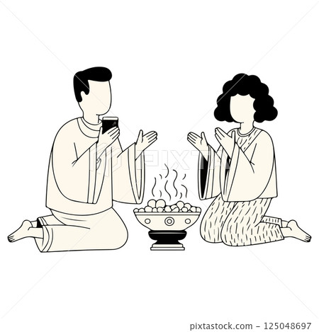 Praying Couple with Incense Praying Couple with Incense 125048697