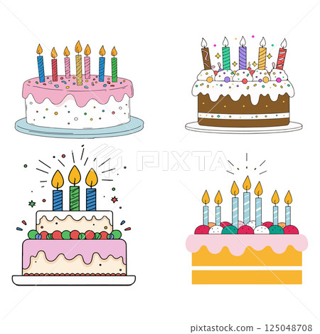 Birthday Cakes with Candles 125048708