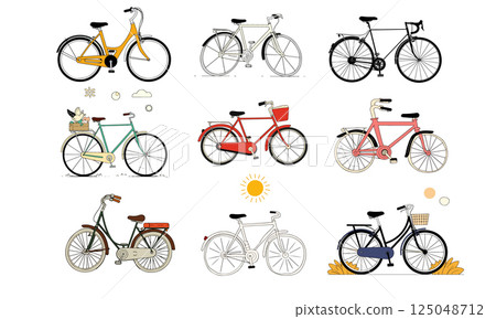Collection of Bicycle Illustrations 125048712