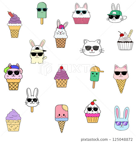 Cool Summer Treats and Characters 125048872