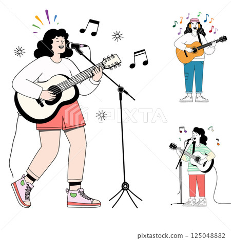 Singers with Guitars Illustration Singers with Guitars Illustration 125048882