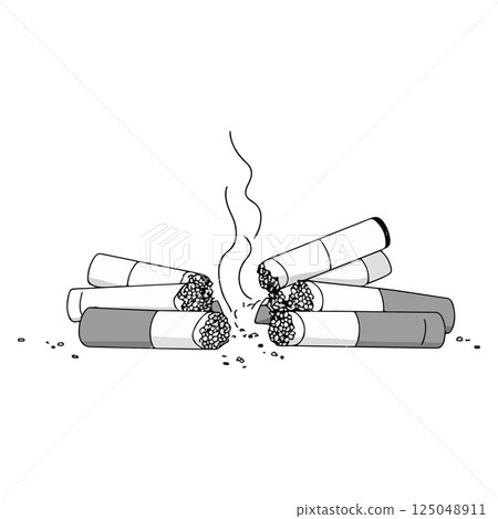 Pile of Cigarette Butts Pile of Cigarette Butts 125048911