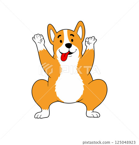 Cartoon Corgi with Raised Paws Cartoon Corgi with Raised Paws 125048923