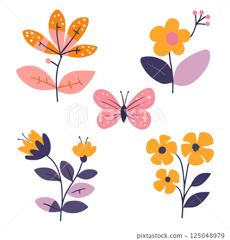 Floral and Butterfly Illustration Floral and Butterfly Illustration 125048979