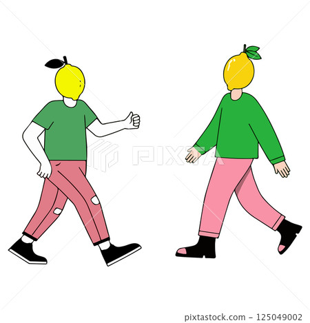 Lemon-Headed Figures Walking Lemon-Headed Figures Walking 125049002