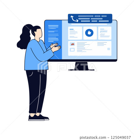 Woman Presenting Data on a Computer Screen 125049037