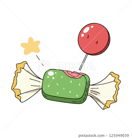 Cartoon Candy and Lollipop 125049039