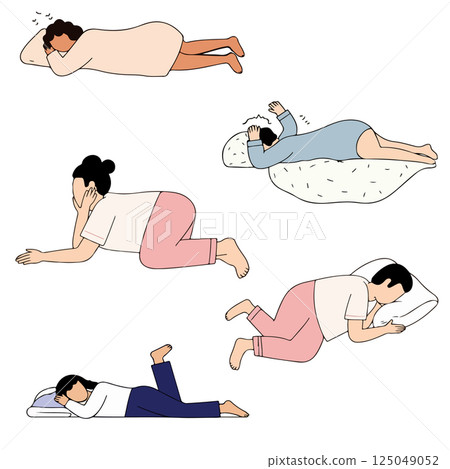 Sleeping Positions Illustration Sleeping Positions Illustration 125049052