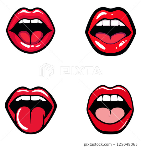 Four Open Mouths with Red Lips Four Open Mouths with Red Lips 125049063