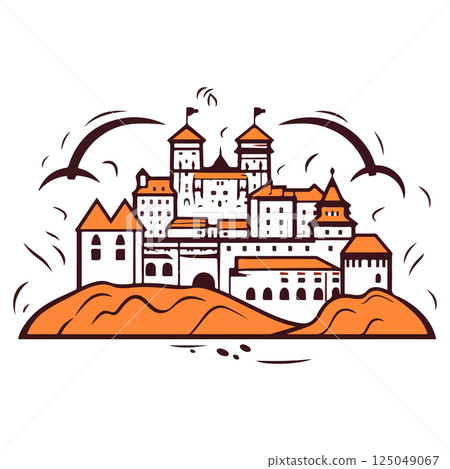 Cartoon Castle on Hill Cartoon Castle on Hill 125049067