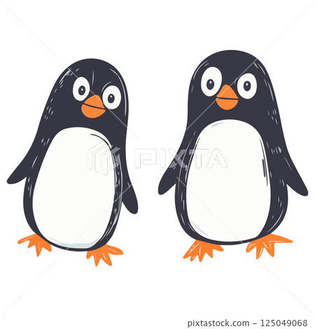 Two Cartoon Penguins Two Cartoon Penguins 125049068