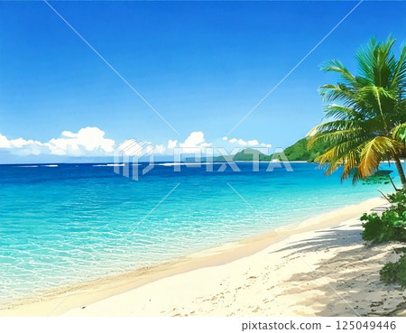 Blue sea and white sand (with text space) 125049446