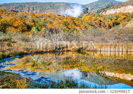 Iwate - Hachimantai covered in autumn leaves - Akanuma Pond, a water mirror Iwate - Hachimantai covered in autumn leaves - Akanuma Pond, a water mirror 125049917