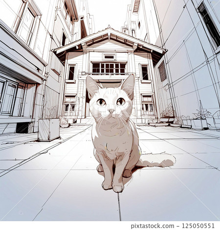 Building and cat 125050551