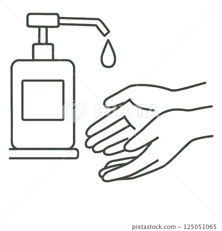 Disinfection line drawing illustration, simple, medical illustration, icon, no background, material 125051065