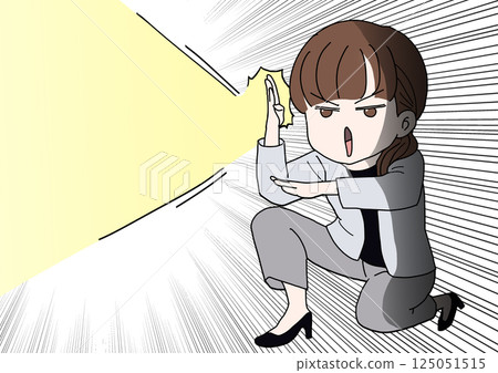 Businesswoman emitting a beam - Concentrated line Businesswoman emitting a beam - Concentrated line 125051515