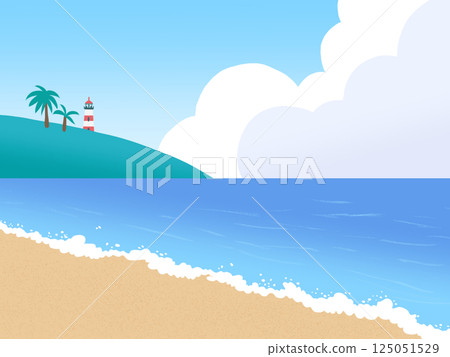 Blue sky and blue sea landscape illustration 125051529
