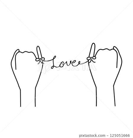 Red thread line drawing monochrome 125051666