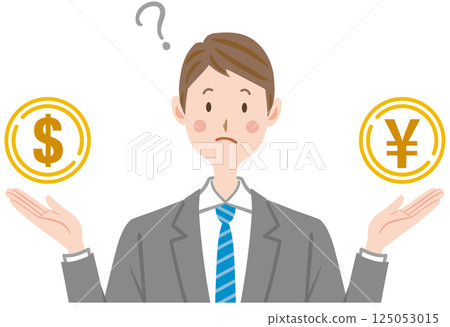 Money, dollar, yen, businessman thinking about exchange 125053015