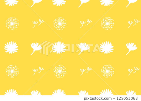 蒲公英的花和絨毛剪影背景插圖素材春天黃色 蒲公英的花和絨毛剪影背景插圖素材春天黃色 125053068