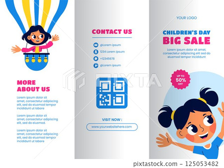 Social Media Brochure Template for Celebrating International Children's Day in Flat Cartoon Style Social Media Brochure Template for Celebrating International Children's Day in Flat Cartoon Style 125053482