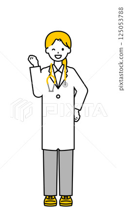 Full body pose_simple doctor woman 05 125053788