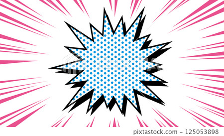 Jagged bomb frame and concentrated line speech bubble material / blue dot 125053898