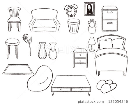 黑白筆畫家具 黑白筆畫家具 125054246