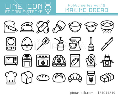 Line Icon Hobby Series vol.15 Bread making 125054249