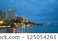 Hawaii beach, hotel and ocean, beautiful scenery just before sunset 125054261