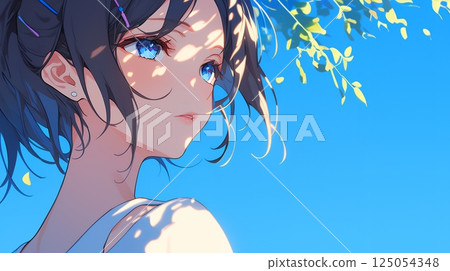 高中女生與夏日藍天 AI 產生的影像 125054348