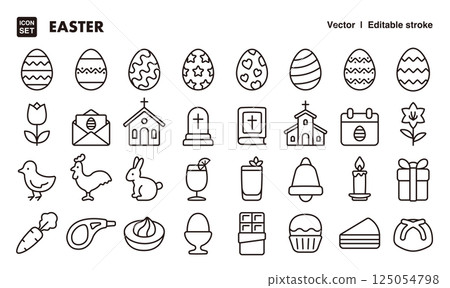 Easter icon illustration set EPS version can be edited to change line thickness etc. Easter icon illustration set EPS version can be edited to change line thickness etc. 125054798
