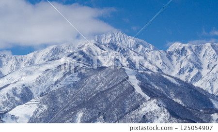 北阿爾卑斯山脈和滑雪勝地遠景長野縣白馬村 125054907