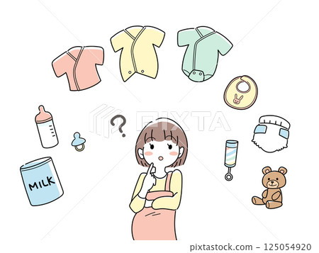 擔心分娩準備的準媽媽嬰兒用品 125054920