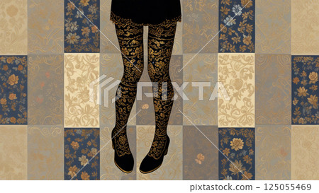 Stockings and floral pattern 125055469