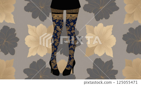 Stockings and floral pattern 125055471