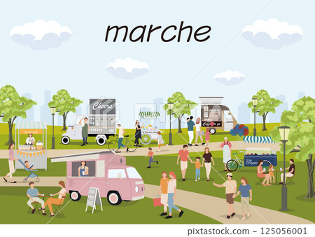 夏季繁華市場的插圖 125056001