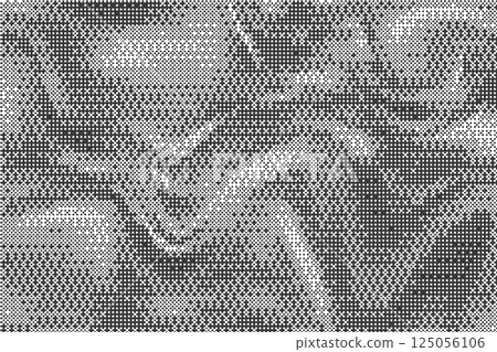 Wavy bitmap pattern background with pixel. Gradient dotted halftone video dither effect. Vector retro game glitch abstract noise. Grunge vintage wallpaper 125056106