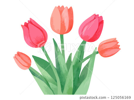 水彩鬱金香插畫-AI生成 125056169