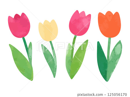 水彩鬱金香插畫集 - AI生成 125056170