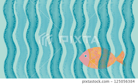 Colorful pink fish swimming in seaweed Background material Summer material 125056384