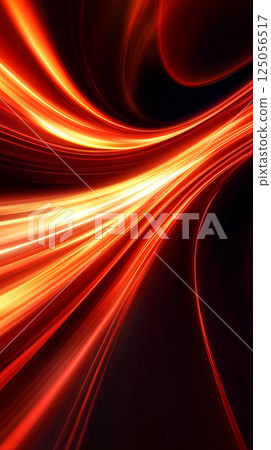 Futuristic Abstract Red Background with Curved Lines and Dynamic Motion Blur 125056517