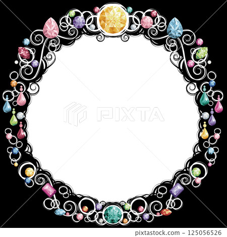 Jeweled circular frame (multi-colored, white lines) 125056526